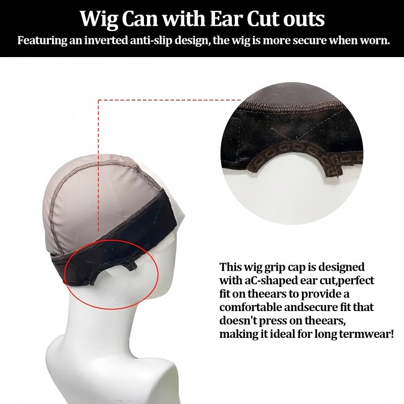 Bolsdoic Lace Wig Cap for Women,Non-Slip Wig Cap with Velvet Grip Band, 4x5 Transparent Lace Front Glueless Wig Gripper for Keeping Wigs，Adjustable Elastic Headband（Brown） - Image 3
